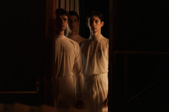 Dancers from The Australian Ballet perform the dress rehearsal for Watermark, part of the New York Dialects, a triple bill at the Sydney Opera House.