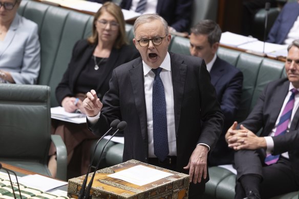 Anthony Albanese during question time on Monday.