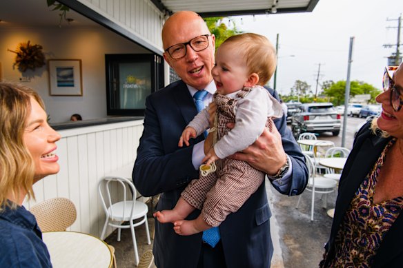 Dutton during a visit to Papatya Cafe in Marks Point, south-west of Newcastle in NSW.