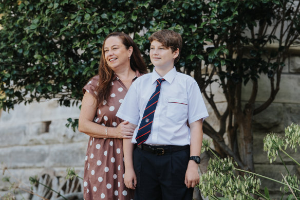 Joanna McNamara with her son Billy, who is in year 7 at St Paul’s Catholic College in Manly.