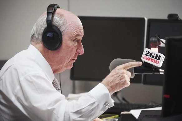 Alan Jones on air in 2019.