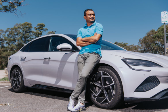 Michael Basant bought a BYD electric vehicle in December, and enjoys the fuel savings.