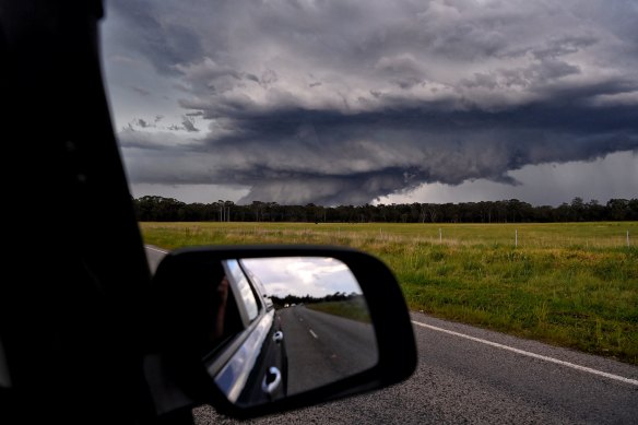 A storm’s super cell structure in Sydney’s west.