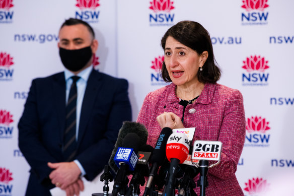 NSW Premier Gladys Berejiklian at Friday’s COVID-19 update.  