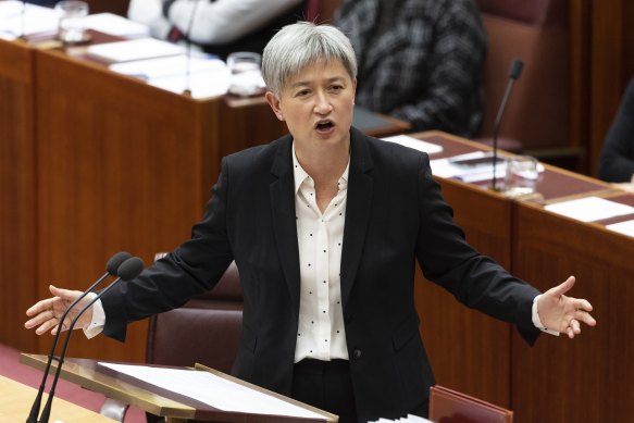 Foreign Minister Penny Wong will formally impose the sanctions on two Russian nationals and one Ukrainian. 