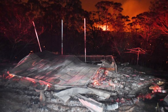 At least five homes were destroyed when the backburn got away from firefighters on Sunday night. 