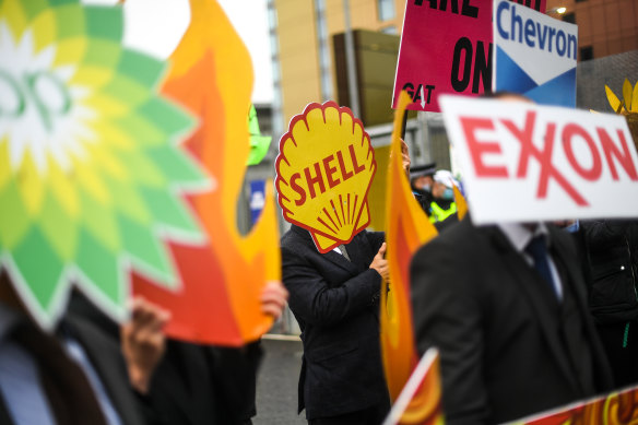 Activists protesting against the fossil fuel giants in their rallies for climate action outside the COP26 summit in Glasgow.