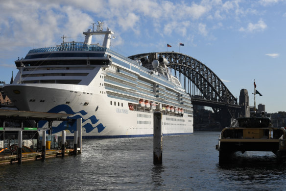 The Coral Princess berthed at Circular Quay.