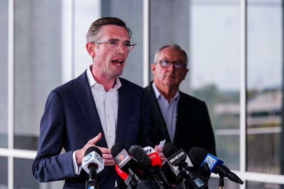 NSW Premier Dominic Perrottet and Health Minister Brad Hazzard on Wednesday.