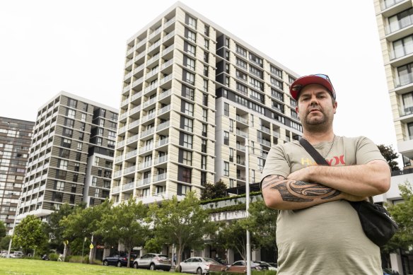 Jason Johnson rents an apartment in the Macquarie Park complex.