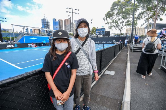 Junko Hamano, who is visiting from Japan, with 10-year-old granddaughter Mya Davey.
