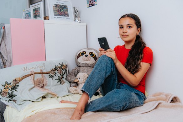 Ariel De Souza-Bell, 13, is one of at least half a million teens who could find themselves kicked off social media on Wednesday.