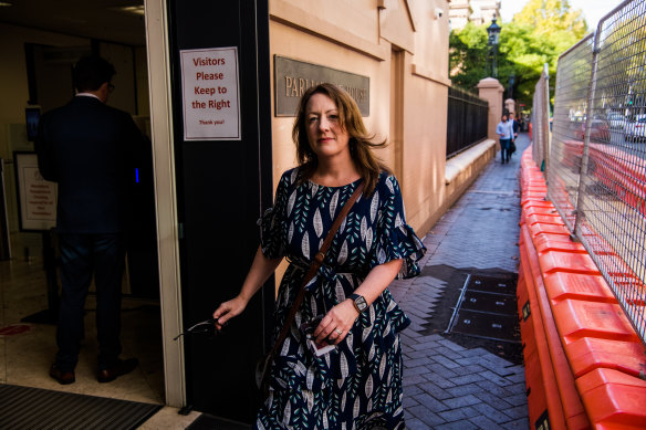 Greens MP Abigail Boyd enters parliament.