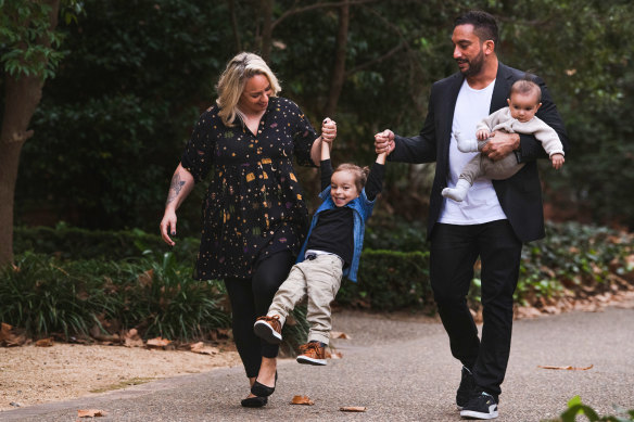 Leah and David Pereira, pictured with their sons Noah, 3, and baby Roman, say cost is a major barrier to them being able to use as much childcare as they would like.