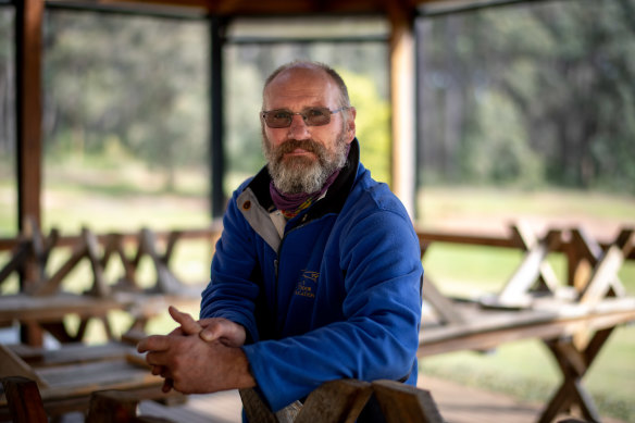 Stringybark Lodge owner Anthony Hall at his school camp in Gembrook. 