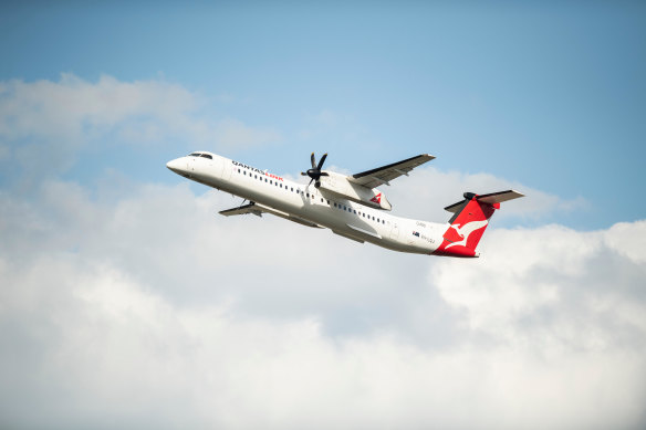 A Qantas Dash-8 aircraft similar to the one pictured exceeded its maximum takeoff weight when it departed Sydney early on Wednesday.