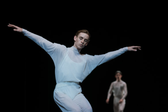 Dancers from The Australian Ballet perform the dress rehearsal for Watermark, part of the New York Dialects, a triple bill at the Sydney Opera House.