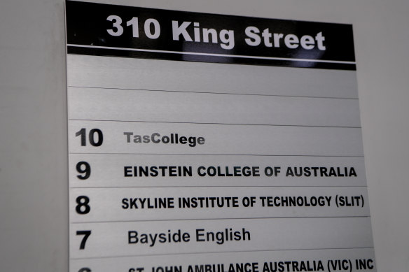 Einstein College is among 16 vocational colleges in office towers along King Street.