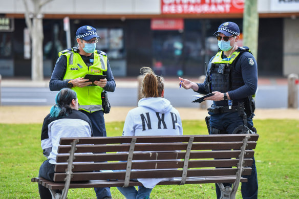 Police patrols in Werribee on Tuesday. 