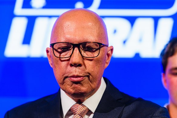Defeated Coalition leader Peter Dutton concedes on Saturday night. 