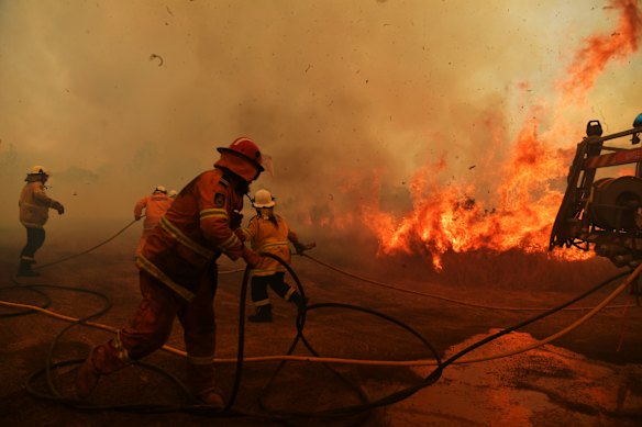 Firefighters are increasingly faced with “catastrophic” fire conditions - the highest possible level of bushfire danger - such as this 2019 fire in Hillville, New South Wales.