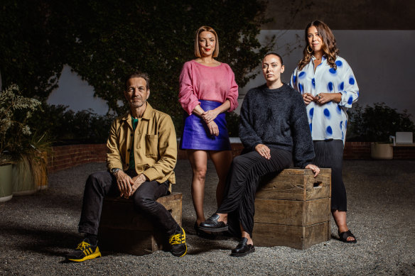 Rising co-artistic directors (from left) Gideon Obarzanek and Hannah Fox, filmmaker Hayley Millar Baker and Shadow Spirit curator Kimberley Moulton.