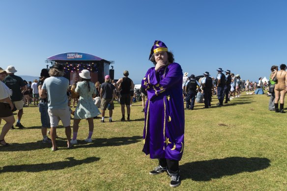 Jimmy Brown was regretting the wizard costume as the temperature hit 28 degrees on Saturday.