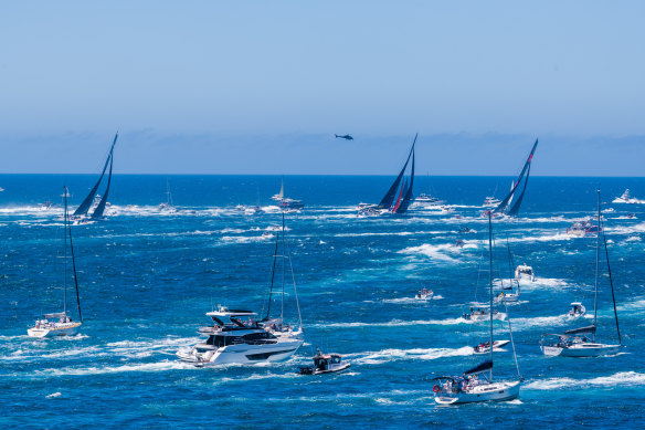 The three leading boats out of the Heads.