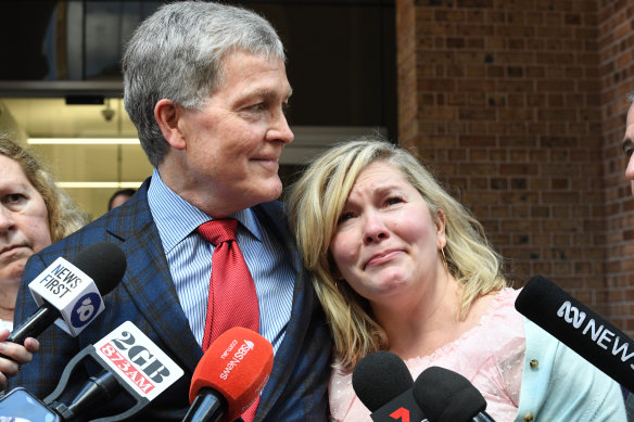 Scott Johnson’s siblings, Steve and  Rebecca, outside the court on Tuesday.