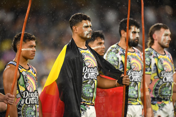 Latrell Mitchell before an Indigenous All Stars game.