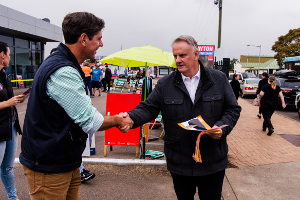  One Nation NSW leader Mark Latham at the pre poll polling booth in Singleton.