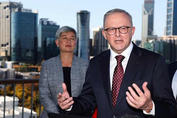 Prime Minister Anthony Albanese spoke in Perth on Tuesday, alongside Foreign Minister Penny Wong.