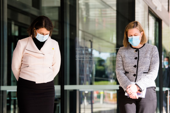 Tough times: NSW Premier Gladys Berejiklian, left, and the state’s Chief Health Officer, Kerry Chant.