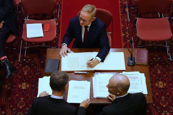 New job: Ben Franklin takes the reins as upper house president at the opening of parliament on Tuesday.