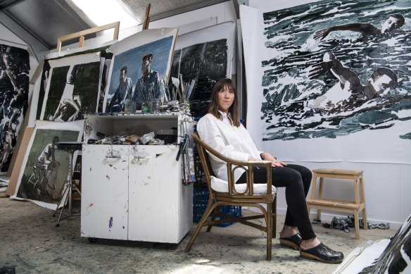 Artist Clara Adolphs in her studio at Bundanoon. 
