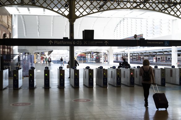 Open gates at Central Station on Sunday. RTBU members will leave them open for three-weeks as part of planned industrial action.