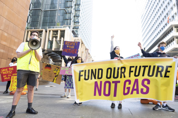 Student protest in Martin Place, demanding government action on climate change. 