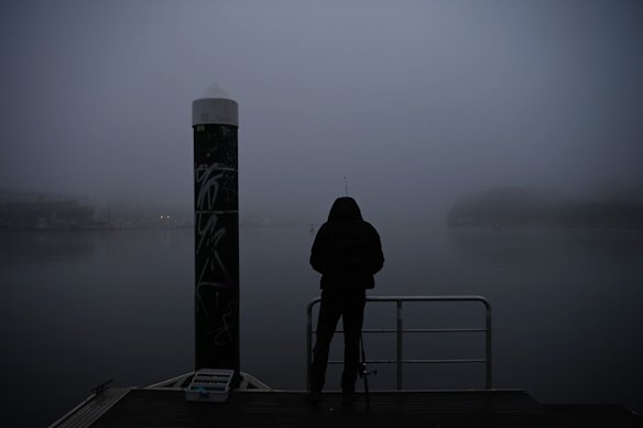 Fog hangs over Rozelle Bay, Annandale.