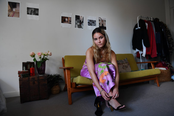 Year 12 student Jaimie Harrigan in the outfit she was planning to wear to her school formal, which has been cancelled under a government directive.