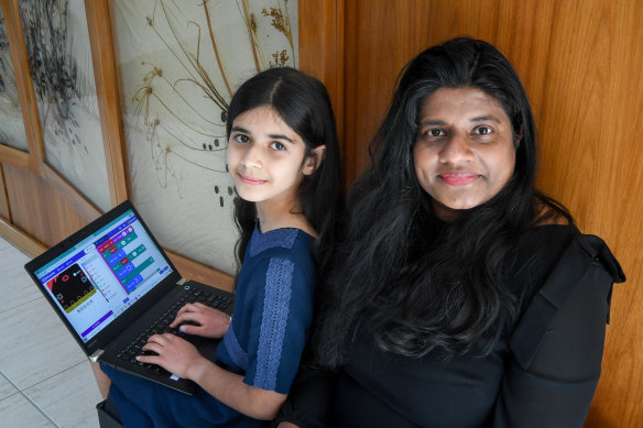 Grace Halifax, 8, helped by her mother, Liz, has been teaching 270 other children how to code via Zoom classes during lockdown.