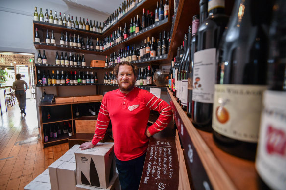 Tim Cohen, owner of Brunswick East Wine Store in Lygon Street.