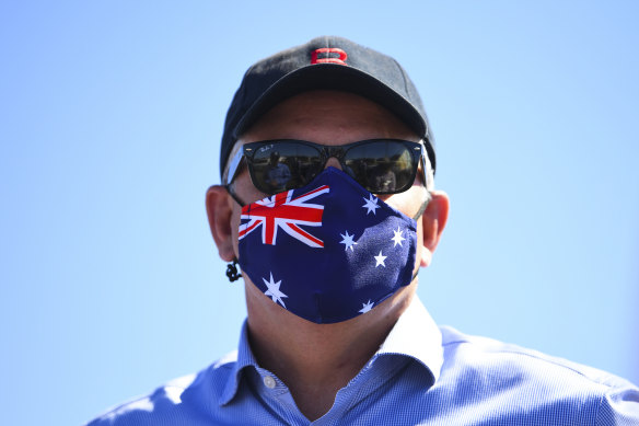 Scott Morrison favoured Australian-flag masks during the more challenging days of the pandemic.