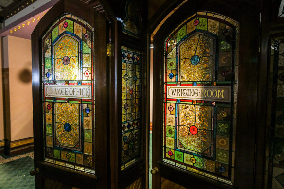 The stained glass windows inside the ANZ bank vaults. 