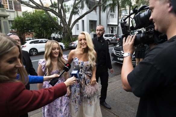 Jackie O arrives for Sandilands and Tegan Kynaston’s wedding last year.