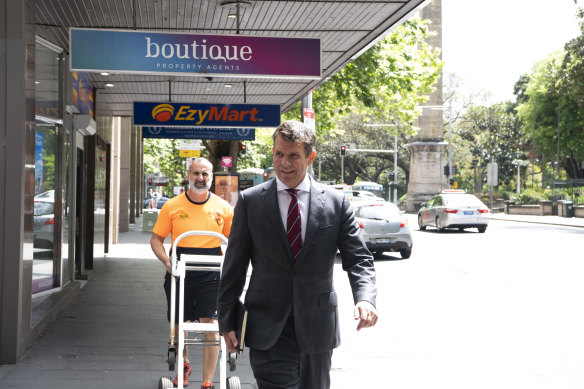 Former NSW premier Mike Baird arriving at the ICAC on Wednesday,