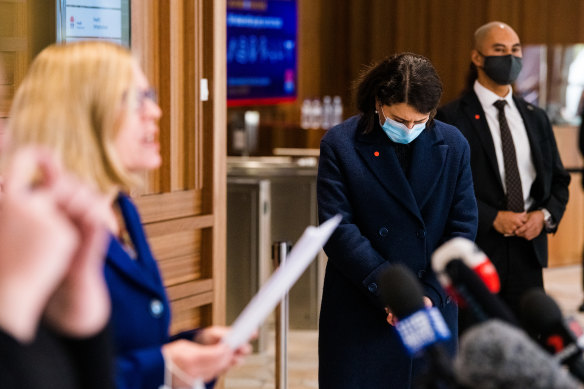 NSW Premier Gladys Berejiklian and Chief Health Officer Dr Kerry Chant at today’s daily coronavirus briefing. 