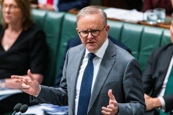 Anthony Albanese in question time on Monday.
