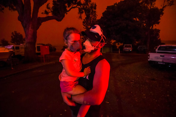 The sky turns blood red  in Mallacoota last Saturday.