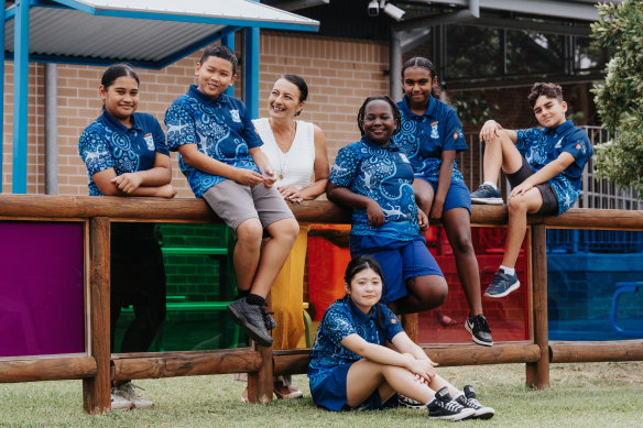 Ashcroft Public principal Poppy Loueizi with students from the school’s student leaders team. 