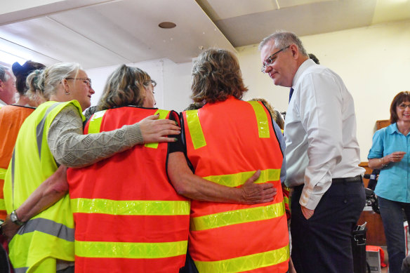 Scott Morrison at the Lucknow donation centre on Friday.